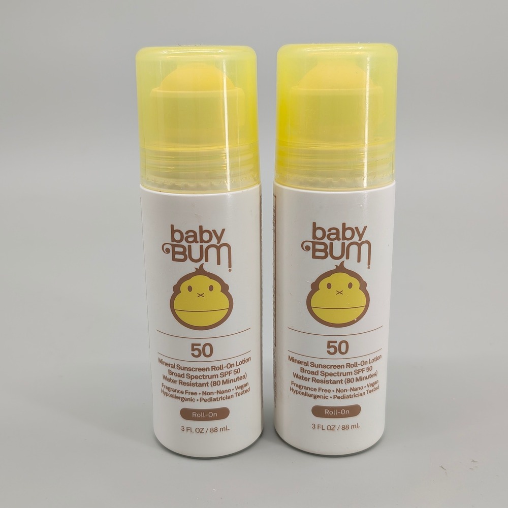 Sun Bum Baby Bum Mineral Sunscreen Roll-On Lotion SPF 50 Fragrance Free 3oz 2pk